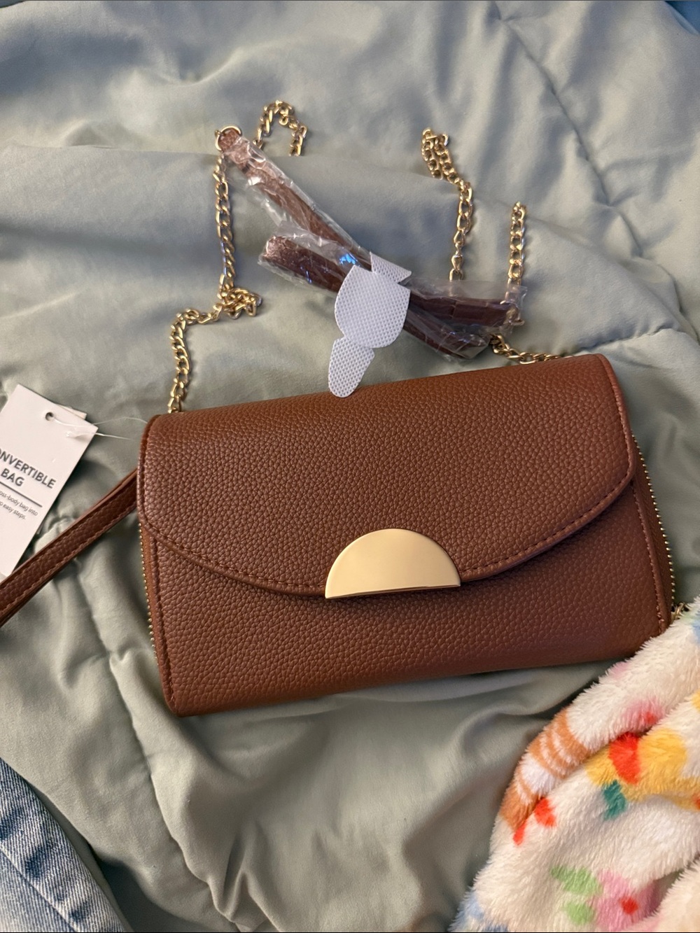 Francesca's Collections Tan Convertible Wristlet with Gold Accent